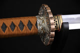 Real Forged Japanese Samurai Sword Abrasive Blade Katana Gilt Waves Tsuba - Handmade Swords Expert